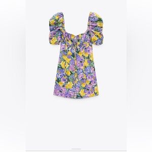 Zara Printed Floral Open Back Mini Dress | Large